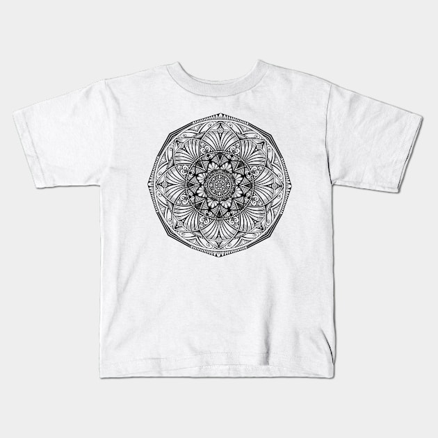 Black Zentangle Kids T-Shirt by ilhnklv